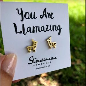 Gold Tone Llama Earrings You Are Llamazing